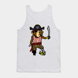 Pirate Chimpanzee Standing on some Bananas Tank Top